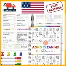 Reusable ADHD Cleaning Organizing Planner: Daily/Weekly/Monthly Schedules 2026