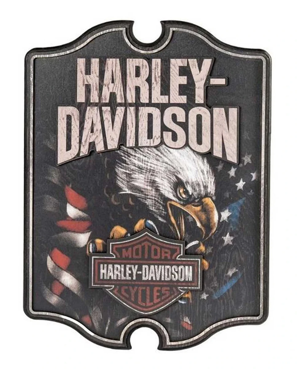 Harley-Davidson® Patriotic Eagle Bar & Shield Logo Wooden Pub Sign, Black