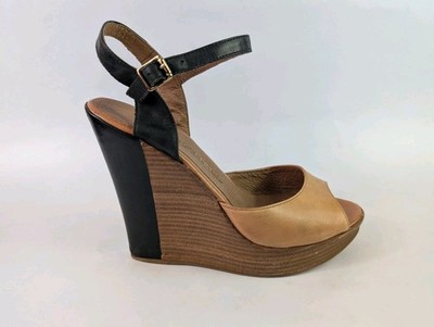 Bottero Two Tone Leather High Wedge Sandals Uk 6 Eu 39