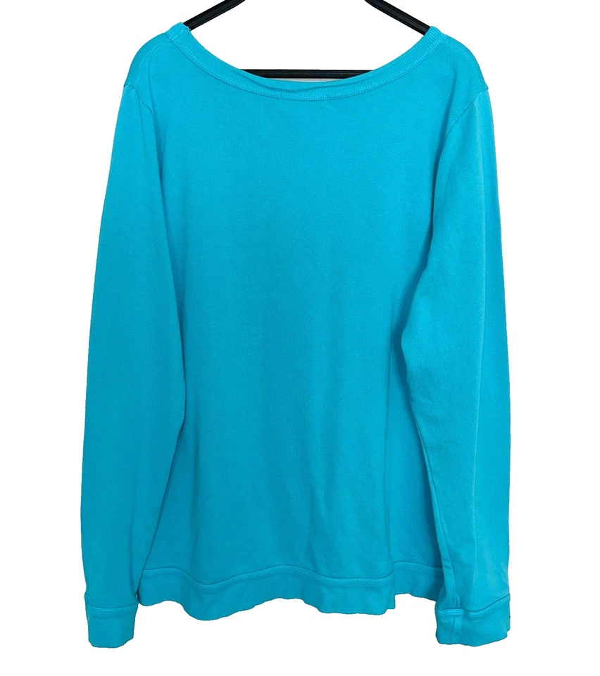 Nuevo NUEVO CON ETIQUETAS FRESH PRODUCE Mujer XL Sudadera Pullover SEAHORSE Azul Aqua Costa Foto 3 de 4