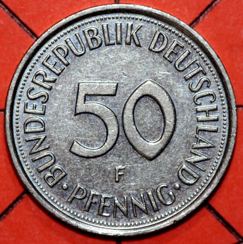 Germany 1985 F 50 Pfennig, Woman Planting an oak seedling - Foreign Coin  20mm - Picture 2 of 2