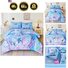 Mermaid Bed Set Kids Girls Twin Comforter Sheets Pillowcases Decor Fantasy
