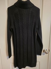 Copper Key Black cable-knit turtleneck sweater dress 34in lgth, sz Small. (258)