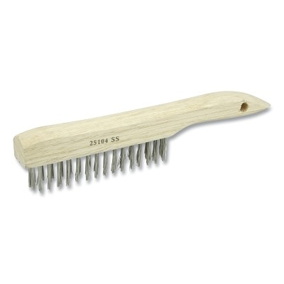 Vortec Pro Scratch Brush, 10 in L 4 X16 Rows, Stainless Steel, Hardwood Curved