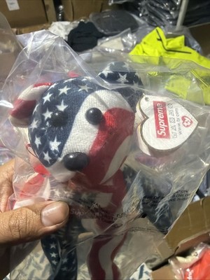 Supreme x Ty Beanie Baby USA Flag Red White Blue Box Logo Bear