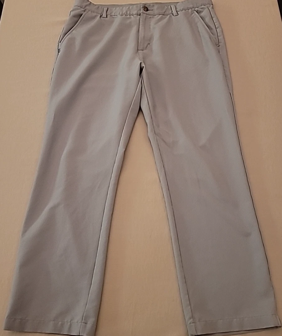 ADIDAS Gray Pin Striped Stretch Straight Performance Golf Pants Men's 36 X 30