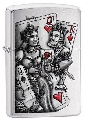 Zippo King and Queen Lighter, Brushed Chrome NEW IN BOX