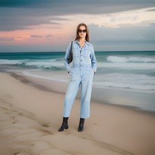 Levi's Iconic Jumpsuit, Long-Sleeve, Button Down, 100 Cotton, Women s Large