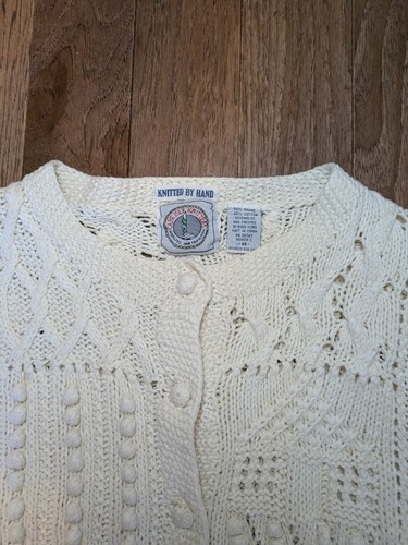 Cape Isle Knitters Hand Knit Ivory Women's Button Up Cardigan Sweater Medium - Picture 6 of 10