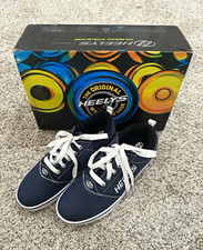 Heelys Original Kids Wheeled Sneakers Blue/White Lace-Up Canvas Low Top Size 13