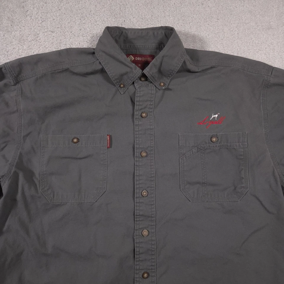 DRI DUCK Shirt Mens XL Gray Button Down Workwear Loyall Nutrena Embroidered - Image 3 of 4