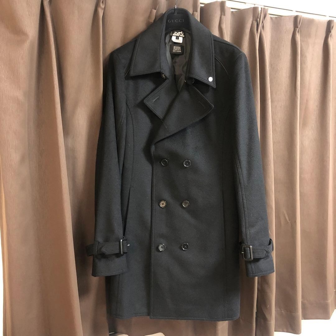 Beautiful Hermes trench coat black cashmere men's size M-L