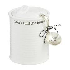 Mud Pie Ceramic Baked Bean Set, can 5 1/4" x 5 1/2", White