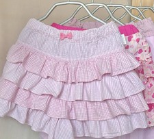 Mezzo Piano Elastic Waist Pantskirt Size 120 Pink Ribbon 4 tier ruffles Adjuster