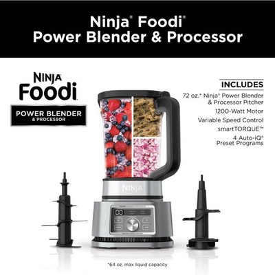 Ninja Foodi Power Blender and Processor 3-in-1 72-oz 1200W - STAINLESS STEEL