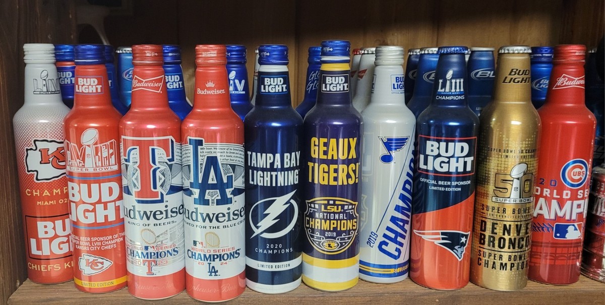 Budweiser / Bud Light 43x 16oz Championship Aluminum bottles - NHL
