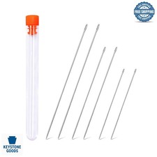 6 Pcs Long Stainless Steel Hand Sewing Needles Set with Storage Tube