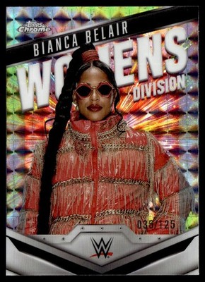 2025 Topps Chrome WWE Women's Division Aqua Geometric Refractor Bianca Belair
