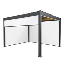 Jardí Anthracite Aluminium Pergola With White Blinds & LED Lights - 3m x 4m