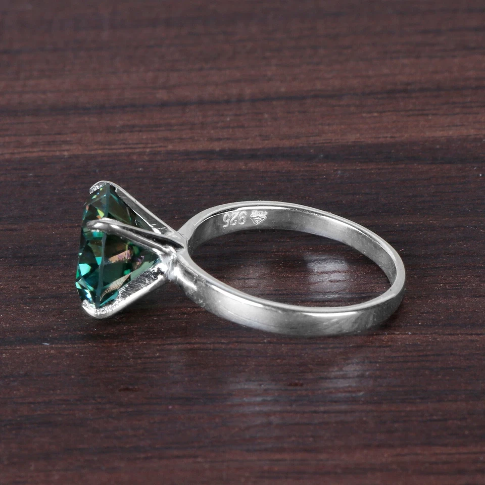 Certified 7.5 Ct Round Cut Blue Diamond Solitaire Ring | 925 Sterling Silver - Image 2 of 3