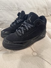 Air Jordan 3 Retro Black Cat Black Sneakers, Size 4Y / 5.5W