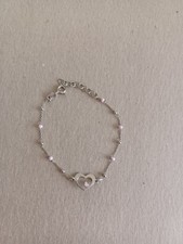 Sterling Silver Toddler Child Bracelet Pink Enamel Accent Bead Heart Adjustable