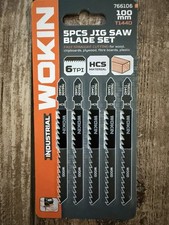 WOKIN 5pc Jigsaw Blades 100mm 6TPI HCS Wood/Plastic T144D 766106