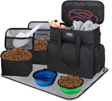 Dog Travel Bag Airline Approved Pet Travel Tote with Collapsible Bowls,Food Cont