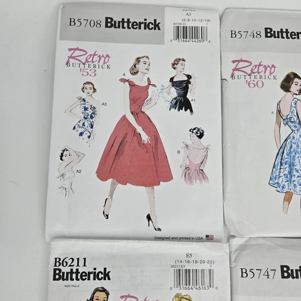 Lot Of 4 Butterick Uncut Retro Vogue 1953 1960 sewing patterns Sizes 6-14 14-22 - Image 2 of 4
