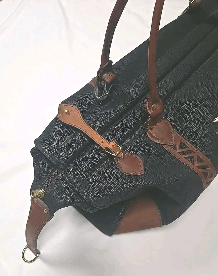 Bolso de Lona Grande VGN Roaring Fork Club de Golf Bordado Cuero Guijarro Negro  Foto 3 de 4