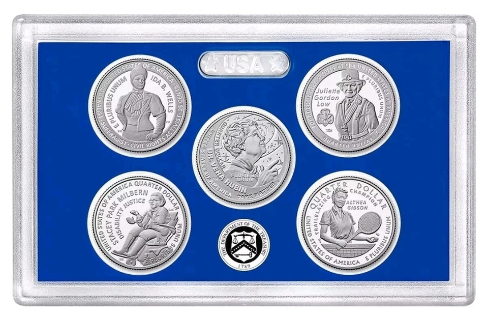 Lot 5x 2025 S Proof Clad American Women Quarters 5 coin Set With Box and COA % - Image 3 of 4