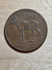 Norway 5-Ore coin, 1959. KM# 405, bronze. Eurasian Elk. King Olav V.