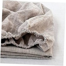 100 Linen Fitted Sheet Stone Washed Solid Color - 1 Piece 14 inch Deep