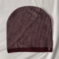 Lululemon Merino Wool Beanie Hat Red White Knit Winter Cap One Size Unisex