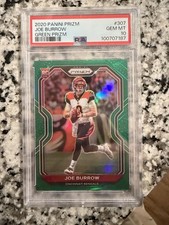 2020 Panini Prizm Joe Burrow #307 Green Prizm PSA 10 Bengals Rookie Card. rookie card picture