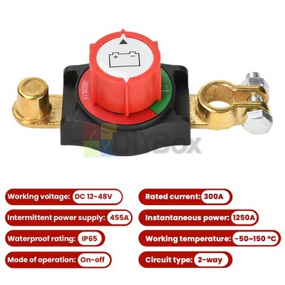 Top Post Battery Disconnect Switch 12-48V Marine Battery Cut-Off Switch Isolator