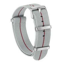 Elastic Nylon Watch Band 22mm Waterproof One-Piece Watch Strap, Light Grey/Red