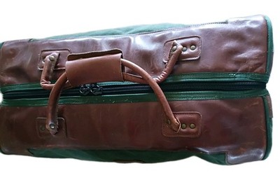 ORVIS BATTENKILL-Green Canvas/Leather Double Zip & Handle