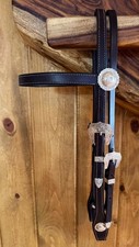 Kowboj Vaquero FANTAZYJNA Sterling SILVER Opaska na brwi Koń HEADSTALL firmy TONY Of NV