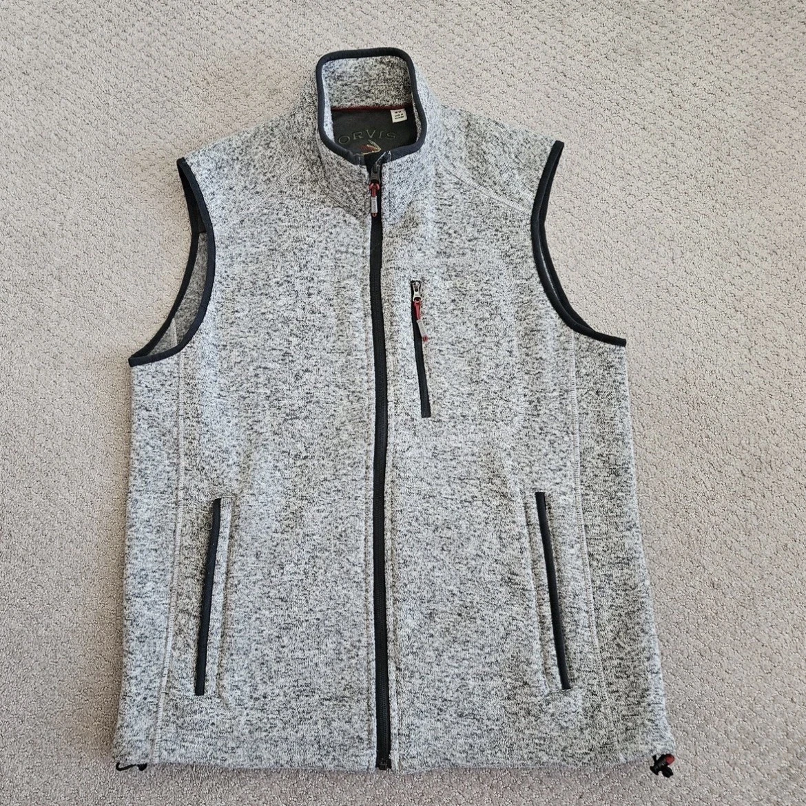 Orvis Men’s M Gray Fleece Sweater Vest Full Zip Outdoor Sleeveless Jacket