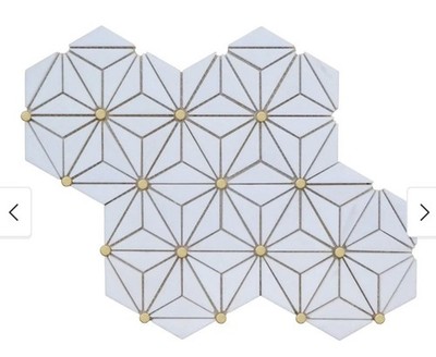 Nova Dolomite Brass Polished Marble Mosaic Insert Tile Wall Backsplash 5 Sheets