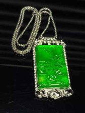 Certified Natural Perfect High Ice Green Jade Jadeite Pendant Necklace