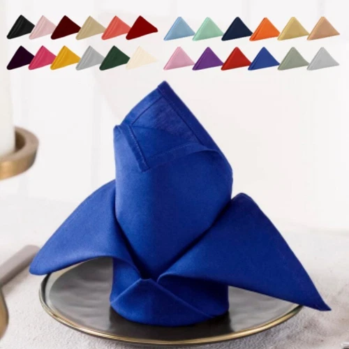 Plain Napkins Polyester Cotton Wedding Tableware Cloth Linen Dinner Party Ca - Picture 1 of 36