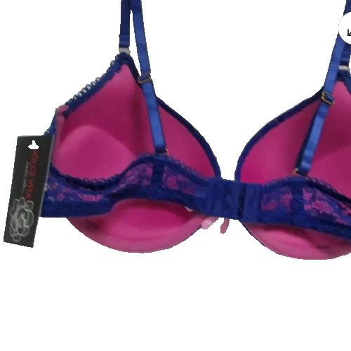 NEW with tags 36C Padded Booster Underwired Dolce Vita Bra 2644S Blue Lace Pink - Picture 2 of 2