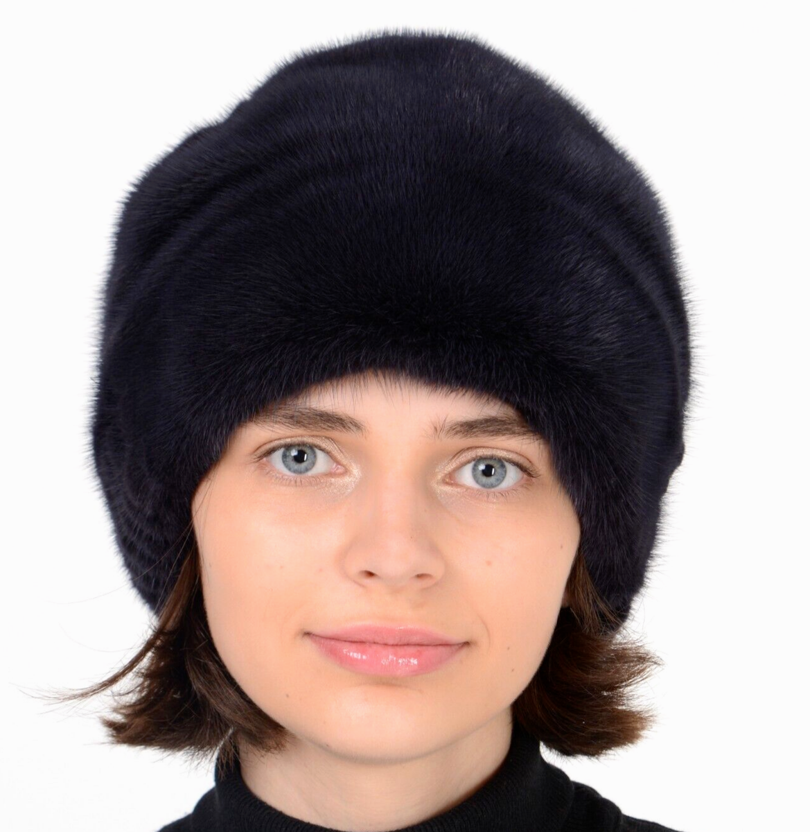 Natural Blue Iris Mink Headband  Alaska Russian Vintage Style Cap Winter Luxury Naval Officer Hat in Sapphire Blue Mink Fur – Arctic Store main image 2
