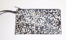 MICHAEL KORS JET SET TRAVEL BLACK+OPTIC WHITE HAIRCALF WRISTLET,CLUTCH,HANDBAG