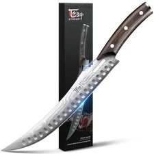 Butcher Breaking Knife for Meat Cutting 10.5 Inch Japanese Style Curved Carvi...