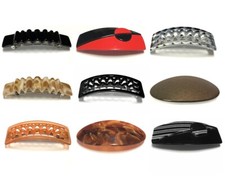 French Hair Clip Barrette Women Art Deco Oval Wavy Rectangle VTG Made in France