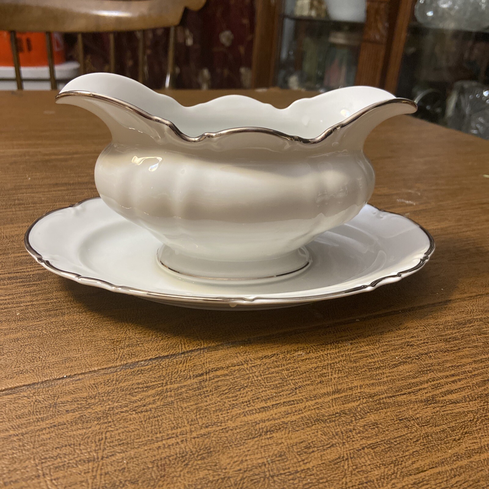 Saladmaster Wedding Band Pattern Gravy Boat With Under Plate-image