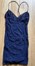 victoria  s secret full lace mini slip dress size xl navy blue
